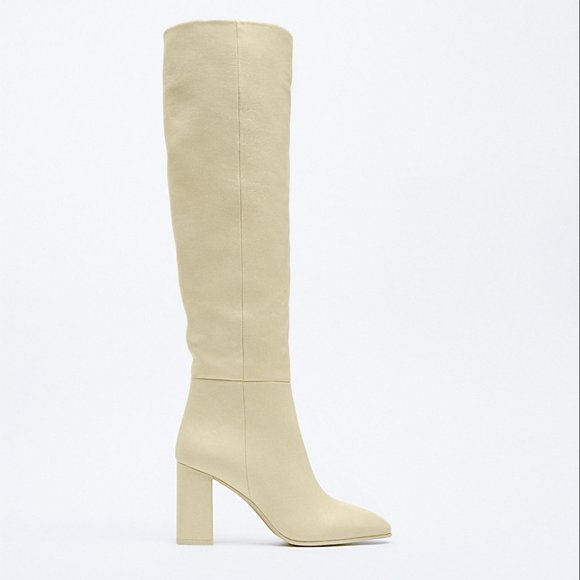 Zara Shoes Zara 0 Leather Heeled Knee High Boots Poshmark
